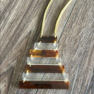 Geometric Brown and Gold Necklace